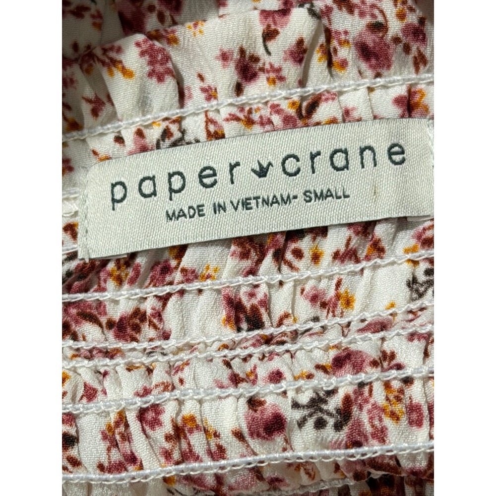 Paper Crane Floral Smocked Peplum Cami Top Pink Cream Small C91226AT